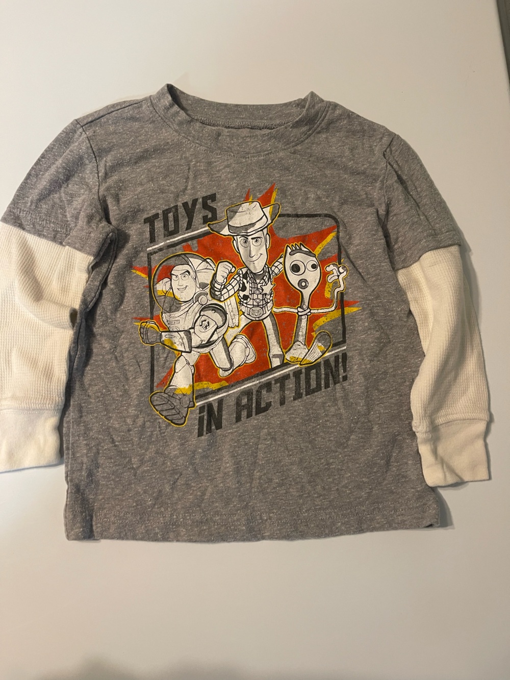 Disney Grey Long-Sleeve Tee with Toy Story Action Graphic